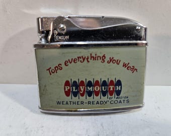 Vintage Working "PLYMOUTH" flat advertising Penguin Lighter 7644/32