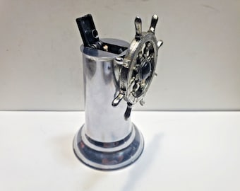 Vintage Unique Working Hamilton Lighter Chrome Nautical Ships Wheel 6463/47