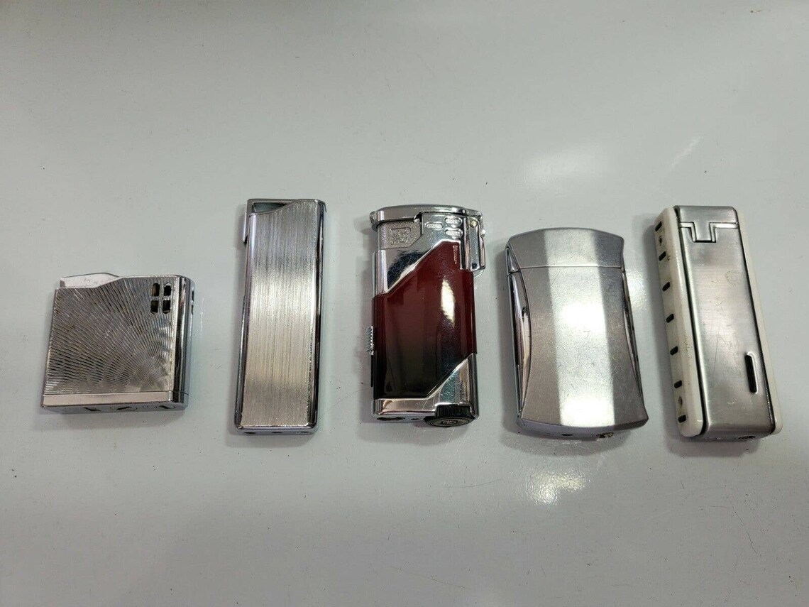 LOT OF 5 Vintage COLIBRI Enamel, Gold Tone, Lighters Not Working 4507/