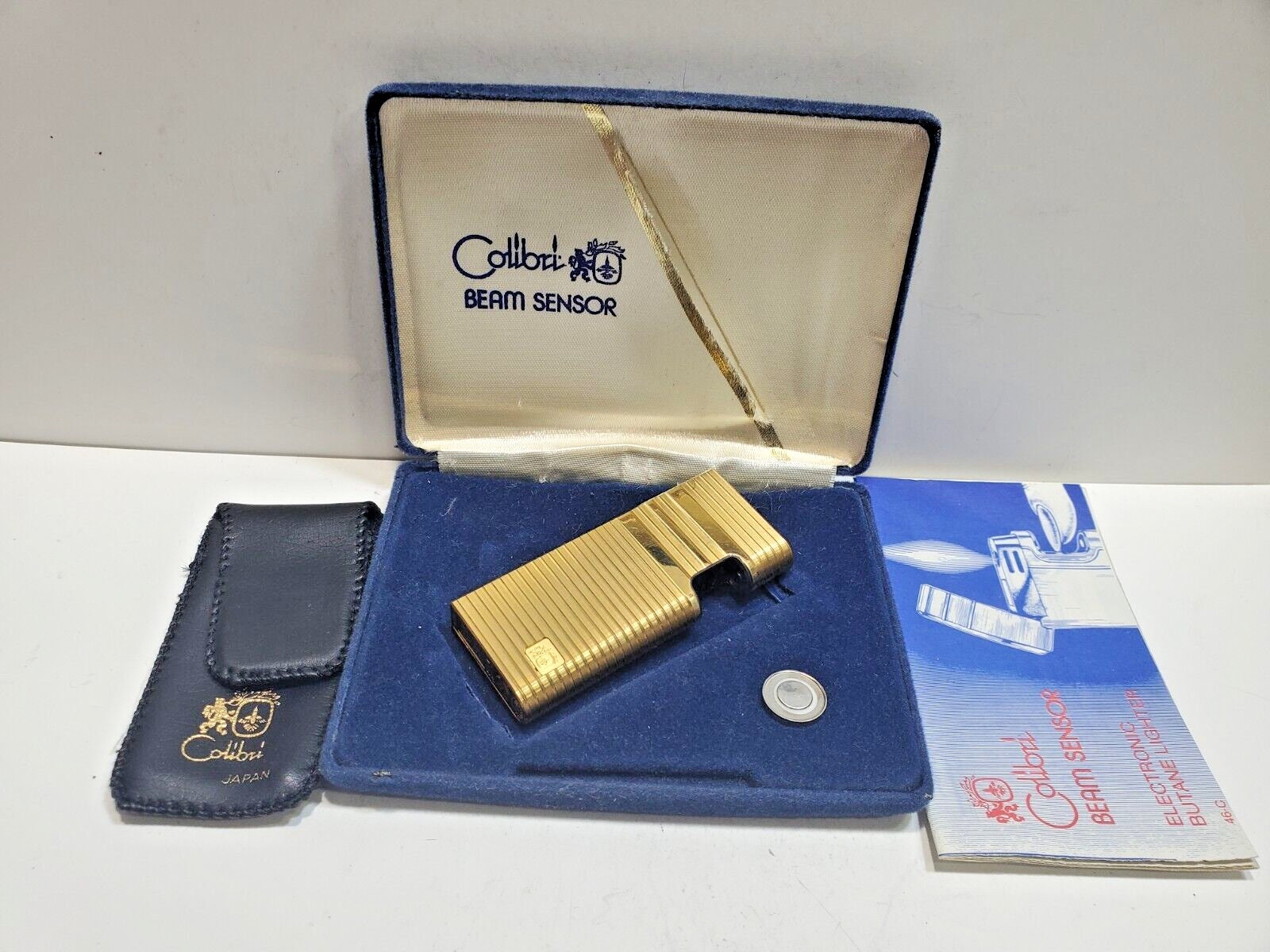麿⚝⋆ Vintage Colibri Beam Sensor Gold Tone Lighter, Original Box