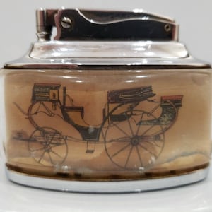 VINTAGE WORKING Ronson Trophy Lighter Antique Carriage Horse Drawn Buggy 294.13
