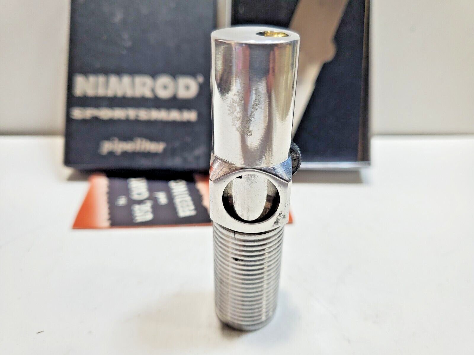 NOS Vintage Working Nimrod Pipeliter Pipe Lighter, Original BOX