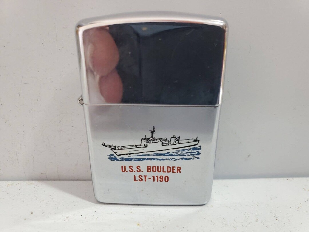 Vintage Working Military Zippo Lighter USS BOULDER LST1195. Etsy