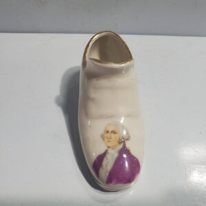Vintage Hand Painted Shoe Ceramic Blue White Gold & PORTRAIT 5291/12