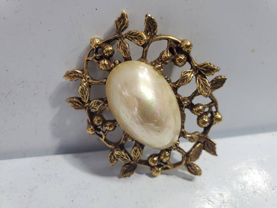 Vintage Antique Rhinestone GOLD Tone Pin Brooch 1… - image 8