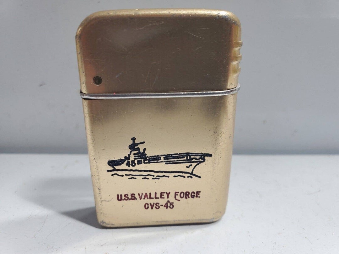 Vintage Gold Tone Bowers U.S.S. VALLEY CVS 45 Lighter Usa 5206/30