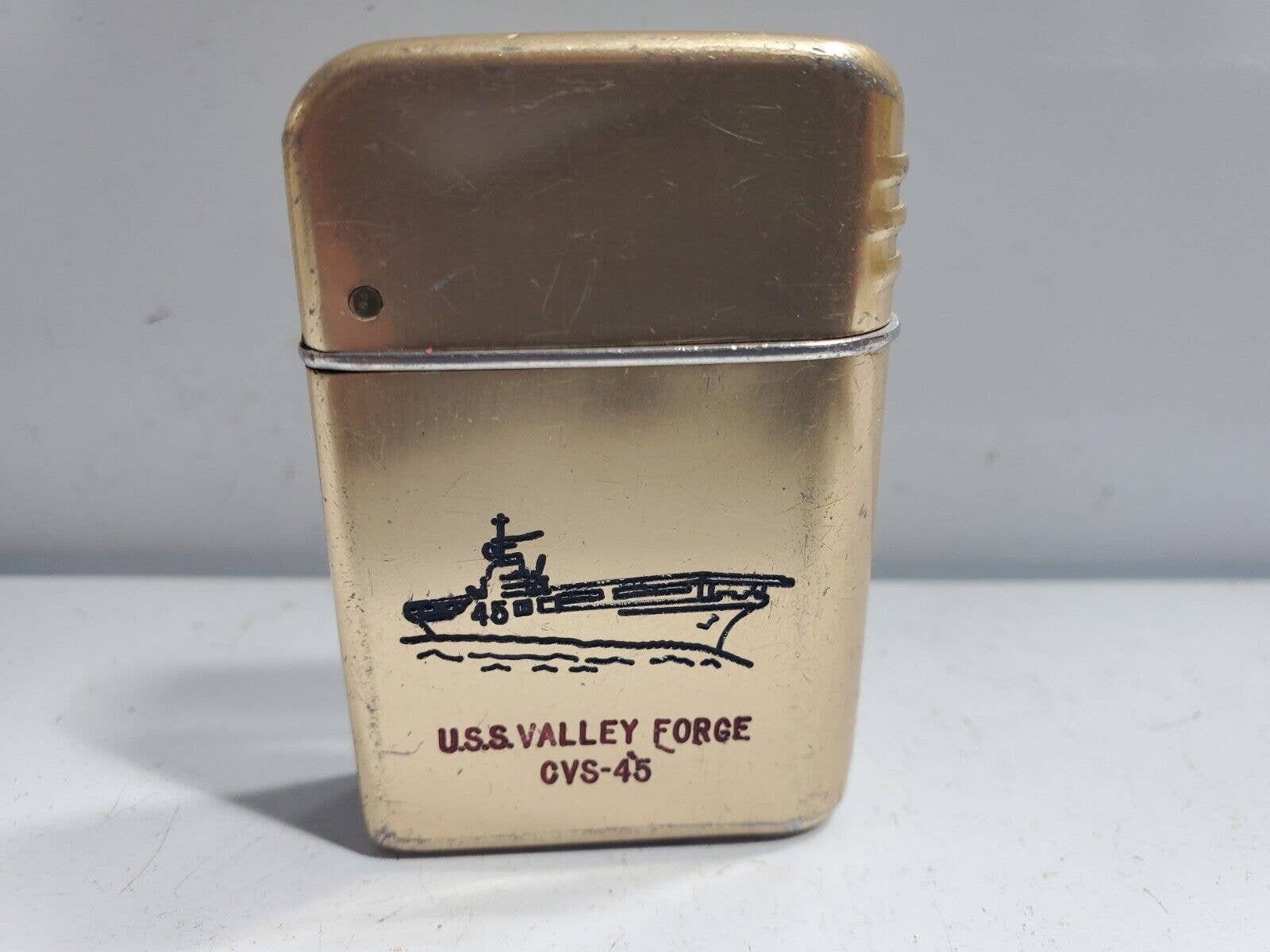 Vintage Gold Tone Bowers U.S.S. VALLEY CVS 45 Lighter Usa 5206/30