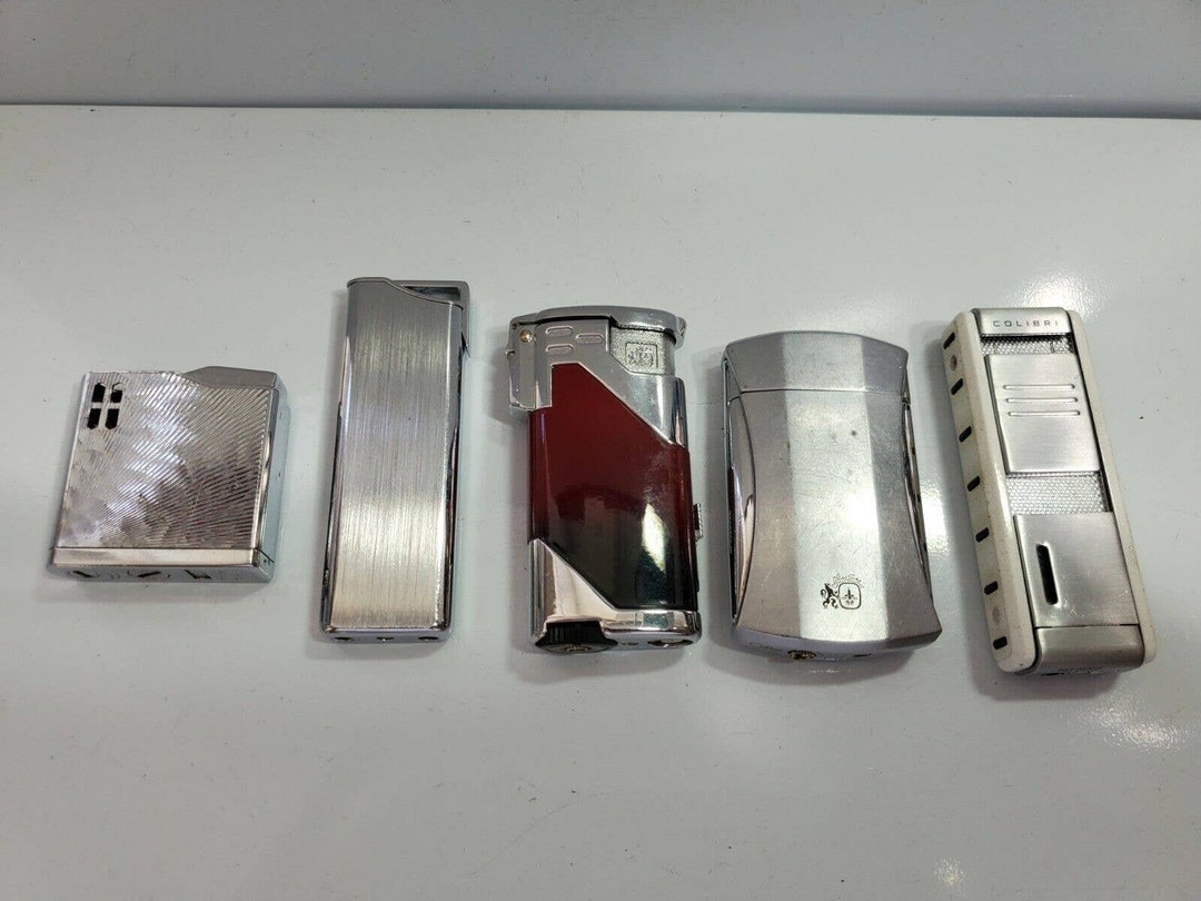 LOT OF 5 Vintage COLIBRI Enamel, Gold Tone, Lighters Not Working 4507/