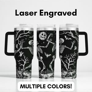 Spooky Halloween Tumbler – 40oz Laser Engraved Insulated Travel Cup, Festive Scary Design, Seasonal Gift, Durable Drinkware for Haunted