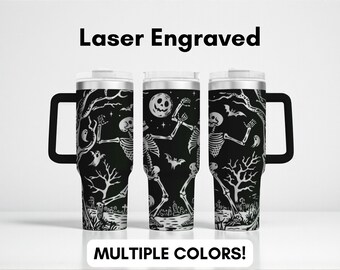 Spooky Halloween Tumbler – 40oz Laser Engraved Insulated Travel Cup, Festive Scary Design, Seasonal Gift, Durable Drinkware for Haunted