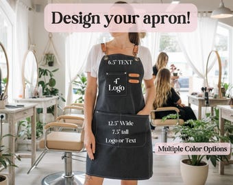 Custom Canvas Apron with Name or Logo | Personalized Durable Apron for Gardeners, Stylists, Small Business Owners - Alteration Options