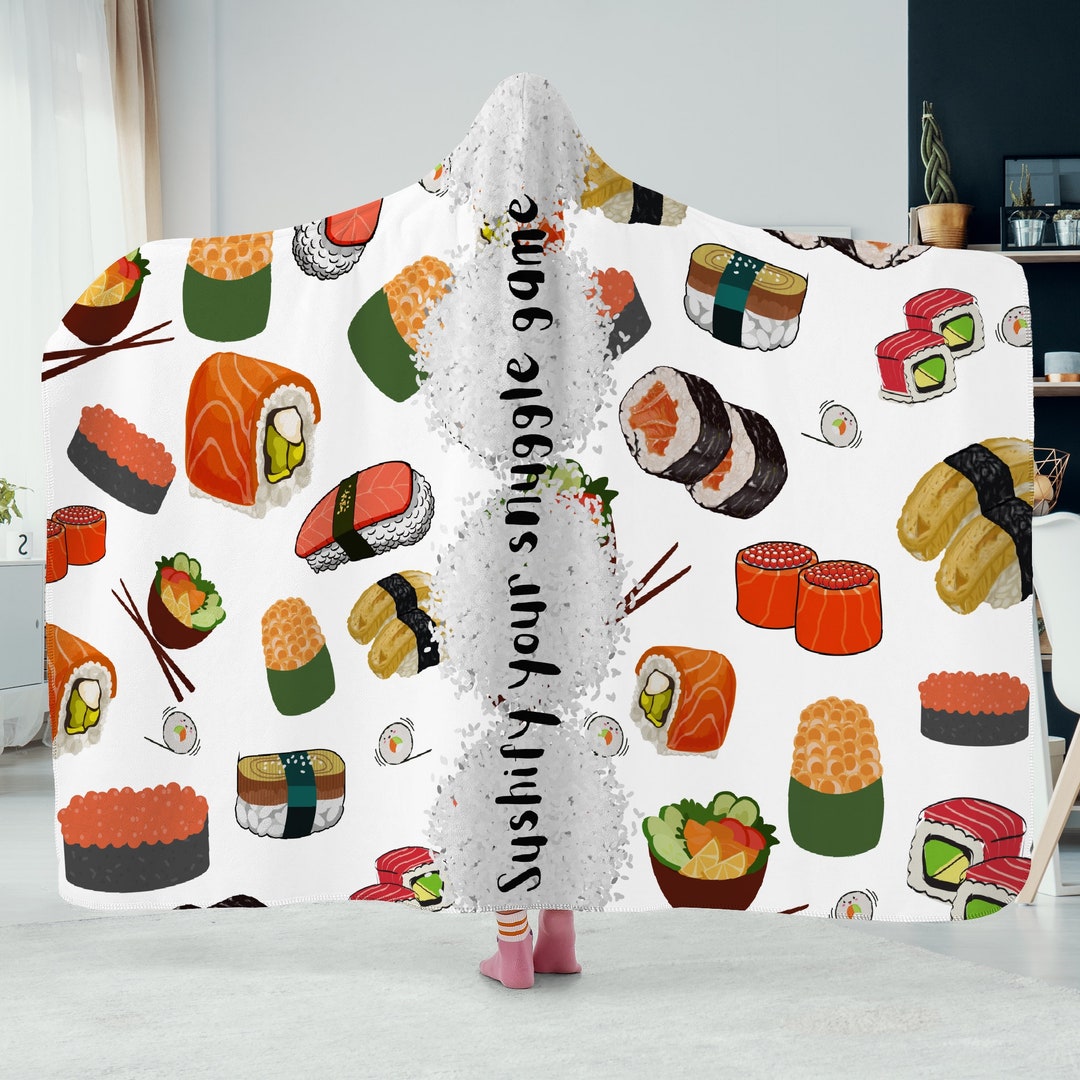 Cute Sushi Blanket Sushi Throw Blanket Sushi Print Blanket Etsy