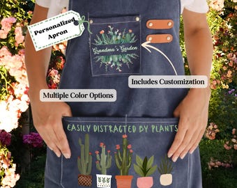 Customized Canvas Gardening Apron – Leather Strap, Tough and Comfortable, Perfect for Outdoors, Thoughtful Gift for Garden Lovers