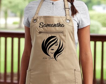 Personalized Hair Stylist Apron – Custom Name or Text, Professional Salon Apparel, Durable and Stylish, for Barbers and Hairdressers