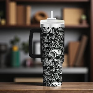 Gothic Graveyard Tumbler – 40oz Laser Engraved Spooky Halloween Cup, Haunted Scene Drinkware, Unique Dark Theme Gift, Seasonal Horror Design