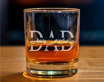 Dad Whiskey Glass, Personalized with Kids’ Names (10oz Engraved Tumbler)