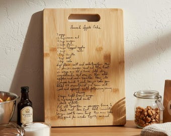 Personalized Handwriting Recipe Cutting Board – Custom Engraved Family Recipe on Bamboo or Walnut, Kitchen Gift, Sentimental Cook’s Keepsake