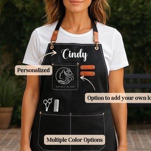 Custom Hair Stylist Apron – Personalized Canvas Apron with Name or Logo | Barber Apron | Multiple Colors | Unisex Fit
