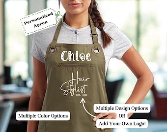 Personalized Hair Stylist Apron – Custom Name or Text, Professional Salon Apparel, Durable and Stylish, for Barbers and Hairdressers