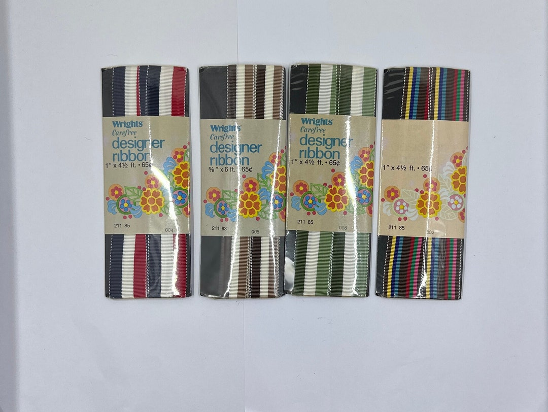 Wright Ribbon Vintage Wright Carefree Designer Ribbon Striped - Etsy