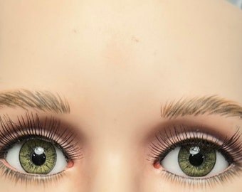 Realistic Forest Green Glass Doll Eyes, Oval Flatback Glass Doll Eyes in various sizes.