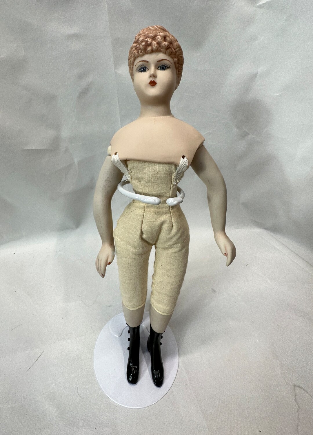 12.5 Inch Vintage China Head Doll Reproduction Cloth Doll Painted but