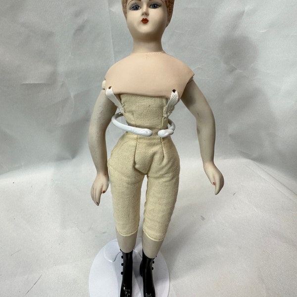 12.5 inch Vintage China Head Doll Reproduction Cloth Doll Painted but  Undressed