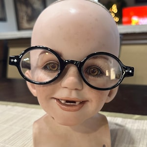 5 1/2 inch Doll round reading plastic black framed glasses for dolls