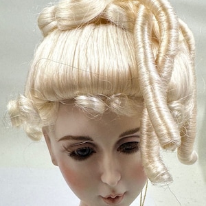Curly Pulled Up Doll Hair Vintage Unused Monique  Doll Wig, “Gibson Girl” Style doll wig in original box with tag