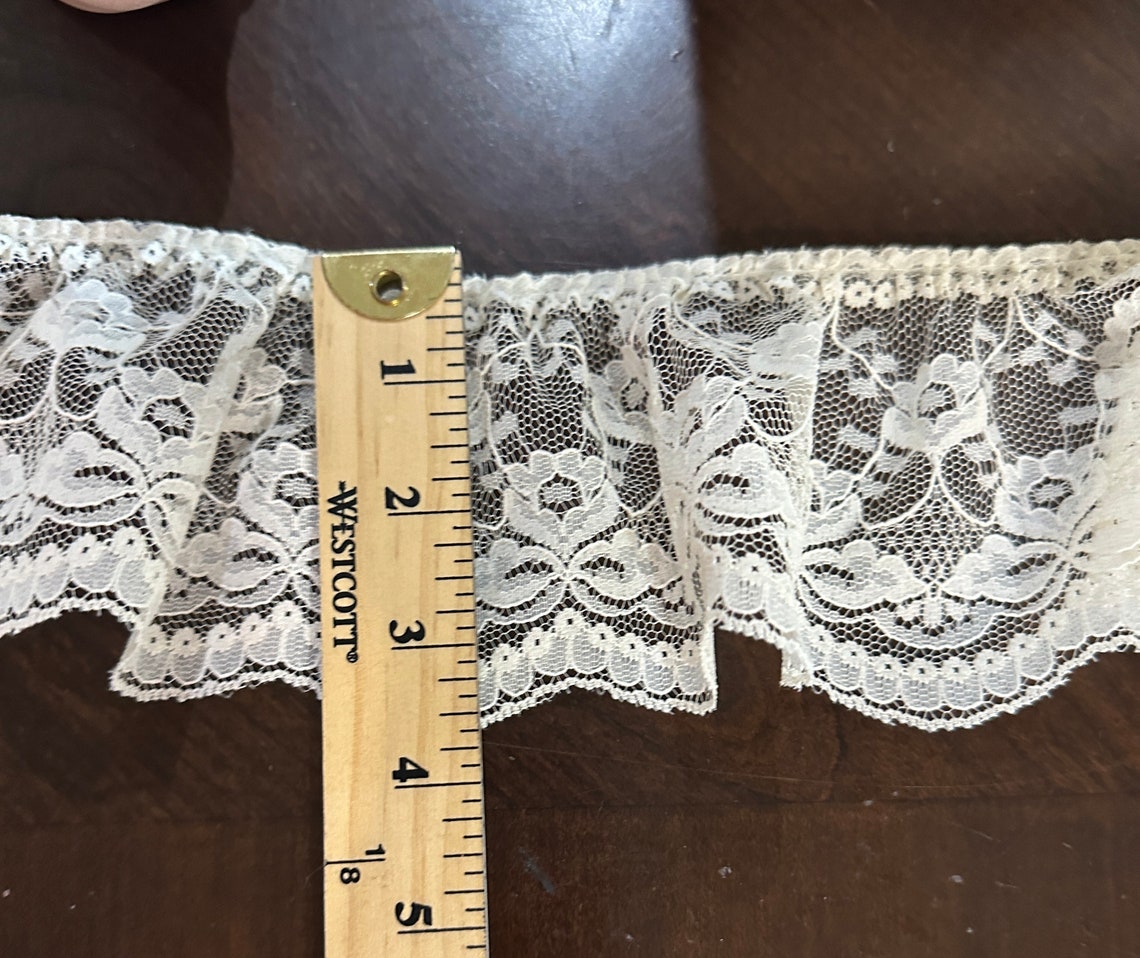 Vintage 3.4 Inch Wide Beige Ruffled Lace Sold by Yard - Etsy