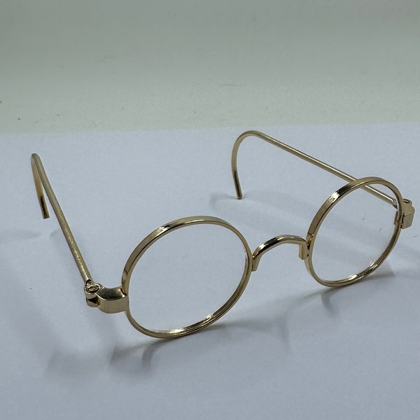 Talinas Doll Eyeglasses Vintage Talinas Clear Round Framed glasses for dolls Gold rimmed with clear lenses