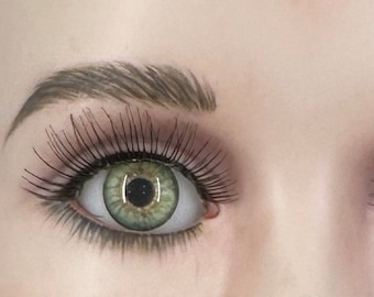 Ojos de muñeca Eyeco Platinum Ultra Softglass en tono verde con un toque de marrón, verde claro tamaño 19 mm