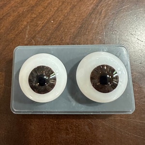 Vintage Full Round German Blown Glass Doll Eyes in dark brown size 21 mm