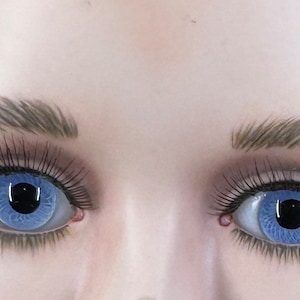 Light Blue Glass Doll Eyes, Oval Pinch Back Glass Doll Eyes in Light Blue