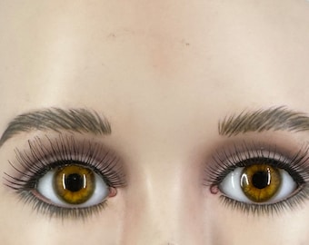 Realistic Hazel Glass Doll Eyes, Oval Flatback Glass Doll Eyes in Hazel