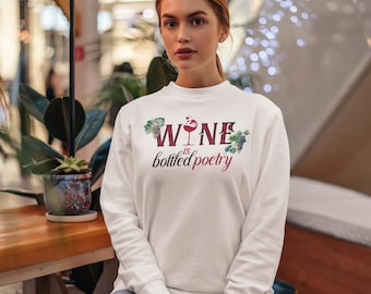 Sudadera con poemas de vino embotellados: camiseta gráfica unisex sarcástica