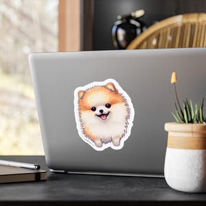 Pegatina de vinilo con bonito perro Pomerania, adorable calcomanía para mascotas para amantes de los perros, regalo para mamá Pomerania, pegatinas para amantes de los perros