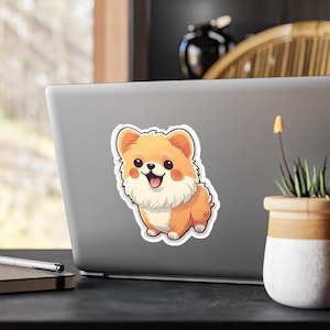 Adesivo in vinile con simpatico cane Pomerania, adorabile decalcomania per animali domestici per gli amanti dei cani, regalo per la mamma Pomerania, adesivi per gli amanti dei cani