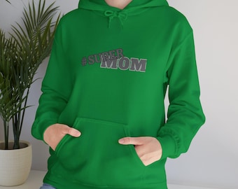 Felpa con cappuccio unisex Supermom, regalo per la mamma, pullover per la festa della mamma, abbigliamento per genitori, abbigliamento per la famiglia, maglione Mom Life