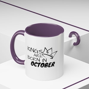Personalisierte Name Datum Geschenk, Könige sind im Oktober geboren Becher, Benutzerdefinierte Spaß Kaffeetasse, Waage Skorpion Geburtstagsgeschenk 11 Unze, 15 Unze
