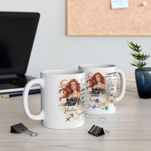 Taza personalizada con nombre, taza de café con el signo zodiacal Sagitario, taza de té de cumpleaños personalizada, regalo del horóscopo celestial, taza de constelación astrológica