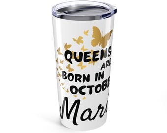 Personalisierbarer Name Thermobecher, individueller Name Zum Mitnehmen Tasse, Queens Sind im Oktober Becher geboren, Waage Skorpion To-Go Becher