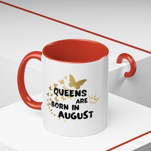 Personalisierte Name Geburtstagsgeschenk, benutzerdefinierte Spaß Kaffeetasse, Königinnen sind im August geboren Becher, Leo Virgo Geburtstagsgeschenk 11 Unze, 15 Unze