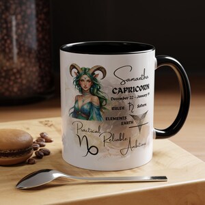 Personalized Name Mug, Capricorn Zodiac Sign Mug, Custom Birthday Cup, Celestial Horoscope Gift, Astrology Constellation Ceramic Cup