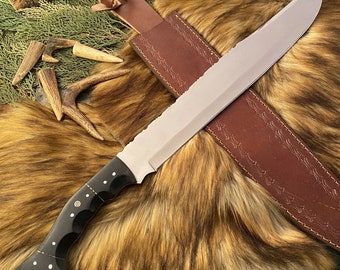 Handmade Bowie Hunting Knife, Camping Tool With Stag Antler Handle,Leather Sheath| Anniversary gifts | Gift for him, Christmas Gift knife