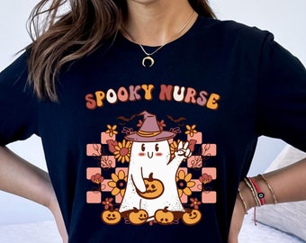 Spooky Nurse Shirt, Halloween Nurse T-shirt, Cute Nurse Shirt, Funny Nurse Shirt, Cute Halloween shirt, Halloween Retro Shirt, Nurse Shirt