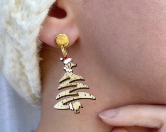 Santa Dog Earrings, Christmas Tree earrings, Dog earrings, Santa Claus, gift for dog lover, Doxie, Dachshund earrings, secret pal gift
