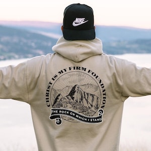 Christian Hoodie for Men Christian T Shirts Christ Is My Firm Foundation Gift for Men Christian Gifts Bible Verse Shirt Father&#39;s Day Gift