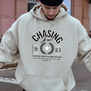 Christian Hoodie for Men Christian T Shirts Chasing Jesus Seek Jesus Gift for Men Christian Gifts Bible Verse Shirt Father&#39;s Day Gift God
