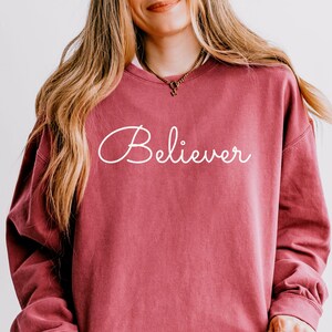 Christian Sweatshirt Believer In Christ Gift for Her Christian Clothing TShirts T Shirts Godly Gifts Religious Apparel Minimalist Christian